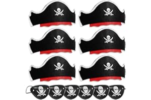 ZOSIGN Accesorios Disfraz Pirata, Set Pirata Niños, Sombrero Pirata, Parche Ojo Pirata, Accesorios Pirata, Adecuado para Accesorios de Escenario de Fiesta de Cosplay de Mascarada Caribeña