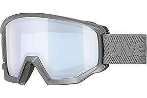 ‎UVEX uvex athletic FM - gogle narciarskie unisex - powiększony zakres widzenia bez efektu zaparowania - wentylacja ramki bez podwiewania powietrza - rhino matt/silver-blue - one size