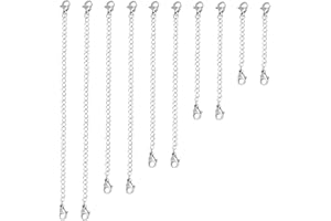 Naler Catenine in Acciaio Inossidabile Argentato, da Usare per Estendere Bracciali o Collane, in 5 Dimensioni Diverse, Confezione da 10