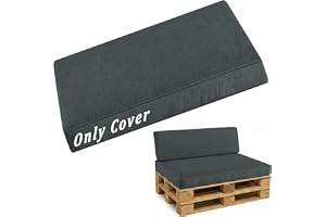 Ersättningsöverdrag för Pallkuddar 120×80 60×40 120×60 120×40, Vattenavvisande Överdrag till Pallsoffa Utomhus med Dragkedja & Halkfri Botten, Kilformad Ryggkudde Fodral(Mörkgrå,Seat 100x120cm)
