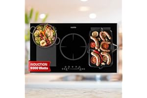 Klarstein Induction Hob, 9300W Electric Hobs Induction Cooker, 5 Ring Electric Pan Hob, Built-In Table Top Cookers w/ 5 Hobs, Touch Control, Inductions Heater Cooktops, Hot Plates for Cooking