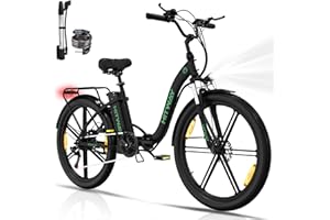 HITWAY Bici Elettrica, 26 Pollici City E-Bike, Bici Elettrica Pieghevole, Batteria Rimovibile Da 36V/10,4Ah, Motore Potente Da 250W, Trasmissione a 7 Velocità, Bicicletta Elettrica per Adulti