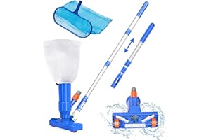 RXXR Zestaw do odkurzacza do basenu, z przyssawką, drążek teleskopowy, głęboki, podbierak, przyłącze do odkurzacza