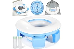 GUHAOOL Vasino Portatile per Bambini da Viaggio, Riduttore WC Bambini Portatile con 40 Borsa per Vasino, 3 in 1 Pieghevole Interno Esterno Toilette Sedile del Water Addestramento con Borsa da Viaggio