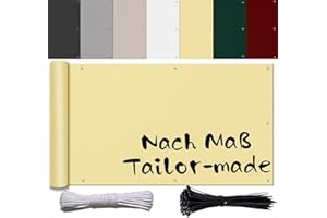 Ufamiluk frangivisto Balcone ringhiera Telo frangivisto Balcone da Esterno Frangivento Oscurante Impermeabile Copri Privacy Balcone Telo ombreggiante per ringhiera Balcone Giardino 50x1100cm Beige