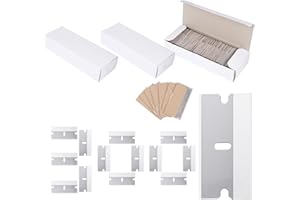 Akamino 300 PCS Replacement Scraper Blades, Double Edged Plastic Scraper, Car Sticker Remover, Glass Paint Scraper Cleaning Tool for Removing Decals, Label, Glue, Sticky Stuff (3 Box)