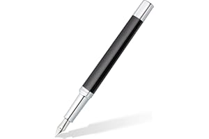 Staedtler Triplus - Penna Stilografica Ergonomica con Cartuccia d'Inchiostro Blu e Pennino F in Acciaio, Custodia in Metallo, Penne Stilografiche Ricaricabili per Regalo Donna e Uomo, Antracite Antico