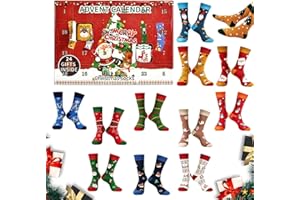 YISKY Calcetines de calendario de Adviento 2025, 12 pares calcetines de Navidad, calcetines navideños de algodón diseño mixto para mujeres y hombres, cuenta regresiva regalo para fiestas navideñas