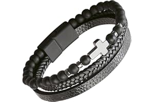 JUZICHEN Bracciale Uomo, Bracciali Uomo vita, Bracciale Albero della vita, Bracciale Uomo Pelle, Bracciale Uomo Fossil, Bracciale Cuoio Uomo, Bracciale Nero Marrone Uomo, Con Serratura Magnetica