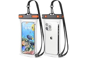 CITAMAMA Pochette Étanche Smartphone [Lot de 2], Sac Étanche IPX8 pour Téléphone [Cadre 3D sans Soudure] Coque Waterproof pour iPhone 15 Pro Max 14 13 Galaxy S24 S23 Ultra, Jusqu'à 6.9"