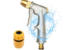 HJJMN Pistola de Riego de Alta Presión, Profesional Pistola Manguera Jardin, Pistola de Agua de Metal Resistente con Conector de Fontanería, Pistola de Agua de Metal Resistente para Riego del Césped