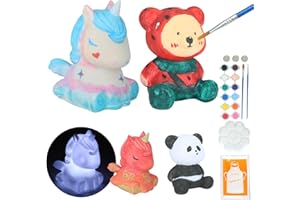 GZCY Paint Your Own Lamp Kit, 2 pcs Art Supplies Painting Kit Toys for Ages 8-13, Arts and Crafts for Kids Ages 8-12, Toys Birthday Gifts for 3-12 Year Old Girls Boys (Bear & Unicorn)