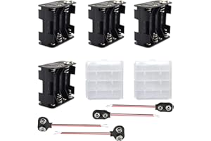 VISSQH AA portabatterie, 8 x 1.5V portabatterie,12V AA Batteria Holder Box,AA Battery Clip,AA Portabatterie in Plastica,con Clip Batteria Tipo I & Tipo T(4pezzi)