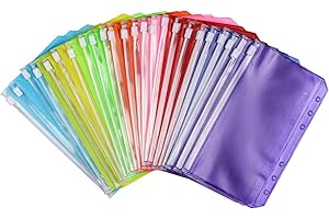 ALLBESTS 24Pcs A6 Binder Pockets 6 Holes Zipper Binder Pouch for Cash,ID Card,Credit Card, 8 Colors
