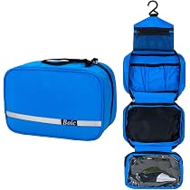 Gloppie Beauty Case Uomo Trousse da Viaggio Borsa da Toilette, Impermeabile Beauty Case con Gancio Organizzatore Cosmetici per Donna, Portatile e Resistente, Blu