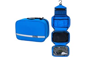 Boic męska wisząca kosmetyczka, wielofunkcyjna, przenośna, składana, kompaktowa torba podróżna do przechowywania, 4 przegródki, niebieski, 24x10x15cm