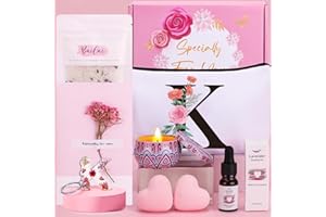 BAICAI Birthday Pamper Gifts for Women, Personalized Letter K Happy Birthday Letterbox Gifts for Her, Unique Ladies Spa Bath Set Get Well Soon Hampers Thank you Gifts for Women Best Friend Bestie Sister Mum