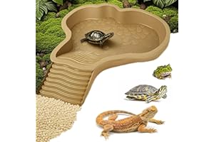 GÉNÉRIQUE Abreuvoir Tortue Terrestre, Bol d'eau pour Reptiles avec éChelle, Rampe Animaux Piscine, Accessoire De Distributeur d'eau pour Tortues Terrestres, Bassin De Douche pour Terrasse (Yellow)
