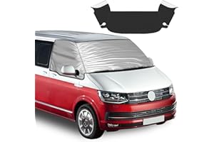‎VIRIECH Car Windscreen Cover for VW T6, Double Layer 210D Oxford Ultra Thick Windscreen Cover for Summer and Winter, Foldable Anti Frost Ice Dust Window Cover Sun Protection