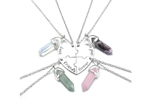 JSDDE BFF Freundschaftskette für 3/4 Partnerketten Best friends forever and ever Herz Puzzle Anhänger Halskette Heilsteine Kette Schmuck für Schwestern Partner Freunde