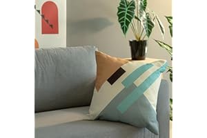 GREATOYAR Juego 2 Cojines de Imitación de Lino, Cojín con Relleno, Antiácaros e Hipoalergénica, para Sofá y Cama, Decoración del Hogar con Cremallera Invisible, 2 Unidades, 45x45cm, Patrón Rectángulo