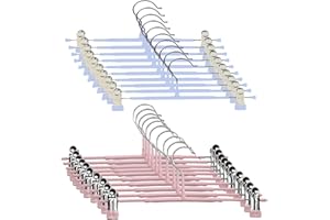 AIRFUL 20 Pcs de 30 cm para Evitar Arañazos de Perchas de Metal, 2 Colores, Percha para Pantalones Cortos, Faldas, Calcetines, Ropa Interior, con Clips Antideslizantes y Ganchos Giratorios