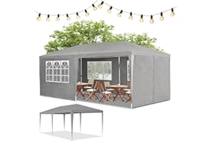 Juskys Partyzelt 3x6 m mit 6 abnehmbaren Seitenwänden & Dach - 18 m² - 12 Erdhaken & 6 Seile - Festzelt für Garten Party Hoch