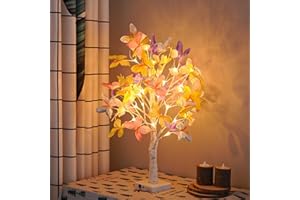 HFHUNGKEONG 60CM LED Schmetterlings Birkenbaum Lichter, Künstliche Baumlampe, Funkelnder Beleuchteter Baum 3 AA- oder USB-Betrieben für Schlafzimmer, Kamin, Tischdekoration