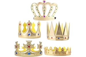 GMMG Geburtstagskrone Krone König Kinderkrone Goldene Krone Royal Crown Tiara Kostüm Zubehör für Geburtstagsfeier(5 Stück)