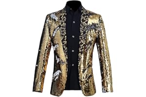 PYJTRL Herren-Blazer mit 2 Farben und glänzenden Pailletten