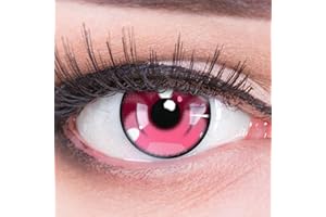 MeralenS Kolorowe soczewki kontaktowe, anime, Arc, 3 różowe, miękkie, z motywem, do szyku, do kostiumu, cosplay, na karnawał, Halloween, 2 sztuki, 1 para, różowe kolorowe soczewki, bez korekty