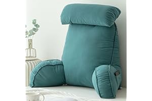 Stafeny Lendenkissen mit Armlehnen,Rückenkissen Bett,Fernsehkissen,Lesekissen mit Abnehmbarer Nackenrolle,Ideal als Rückenstütze Beim Lesen oder für Videospiele