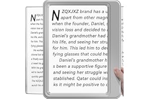 NZQXJXZ 5X Magnifying Glass for Reading, Large Full-Page Viewing Area Magnifier, Lightweight Handheld Magnifying Glasses for Reading, Hobbies, Seniors and Low Vision Person, Silver