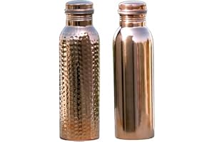 MOGI Monika Enterprises Pure Copper Water Bottles 900ml Set of 2 Joint-Free Copper Water Bottles Leakproof Ayurvedic Copper Water Bottles for Health Benefits