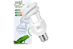 PetFizz Reptile UVA UVB Lamp Bulb, 13W 10.0 UVB Terrarium Fluorescent Light, E27 UVB Bulb for Reptile, Tortoise, Bearded Dragon, Lizard, Snake, Gecko