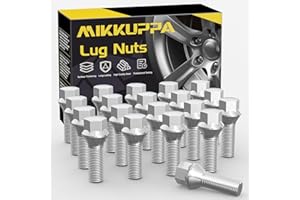 20 Stück MIKKUPPA Radschrauben Radbolzen M12x1,5 - Schaftlänge: 28mm,Kegelbund 60°,Schlüsselweite :17mm (Chrome Silber)
