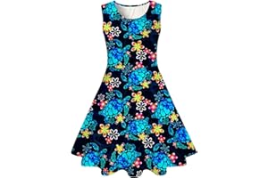 Belovecol Girls Dress Sleeveless 3D Pattern Swing Sundress A-line Round Neck Dresses Casual Party Mermaid Galaxy Dress 4-15 Years