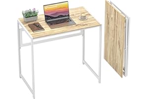 GreenForest Mesa Plegable sin Montaje, Escritorio 80x48 cm Multifuncional y Portátil para Ahorrar Espacio, para Oficina en Casa, Gaming y Picnic, Beige
