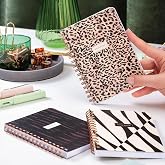 PAPERORA Cep Boy 10x14 cm Spiralli &Ccedil;izgili Karton Kapak 3'l&uuml; Defter Seti Leopar