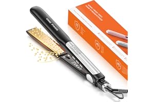 ‎FASZIN Faszin Haarglätter mit Platten aus glattem Titan, Glätteisen mit negativen Ionen, 20S schnelles Aufheizen, LCD-Display, Universalspannung, 2-in-1-Glätteisen, Lockenstab（Noir）