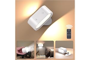 TONFARB LED Leselampen zur Wandmontage, Wandleuchte mit Akku, Wandlampe Touch Control 3 Farbmodi 4 Helligkeit mit Fernbedienung, Magnetkugel 360° Drehbare Kabellose Wandleuchten
