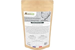 PLANETE AGROBIO Coquilles d'Huîtres pour Poules Pondeuses broyage Fin, granulométrie de 0,5 à 1 mm (2 Kg)