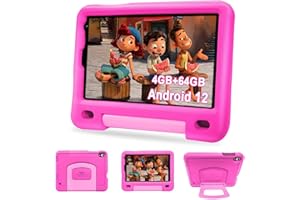 DUODUOGO Tablet Niños Android 12 GMS , Tablet Niños 8 Pulgadas 4GB RAM 64GB ROM (TF 128GB), Quad Core, Doble Cámara, Sistema Infantil con WiFi, Control Parental, Play Store, Kids Juegos Educativo- Rosa