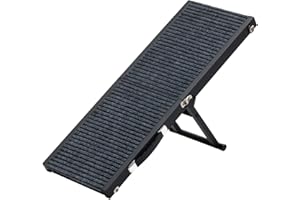 MAHANCRIS Scaletta per Animali Domestici Regolabile, Scaletta Pieghevole per Animali Domestici, Scala Antiscivolo per Cuccia, Rampa per Cani in Legno Portatili, Adatta per Divano, Veicolo ADRHR0901