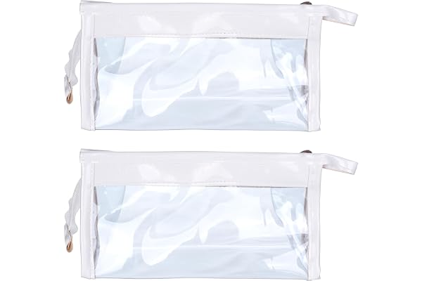 KAANUKA Transparent Pencil Pouch School Pen Pencil Box with Zipper Makeup Pouch Stationery Pouch Large Capacity Box for School College Office Multi-Purpose for Students Girls Adults (Pack of 2)