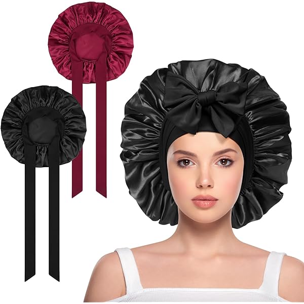 Abeillo Bonnet Long En Satin Pour Femme, Grand Bonnet De Nuit En Soie