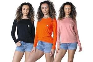 Bahob® 3 Pack Women's Classic-Fit Long Sleeve Crewneck T-Shirt, Multipacks Ladies Long Sleeve T-Shirt Top S-XXL