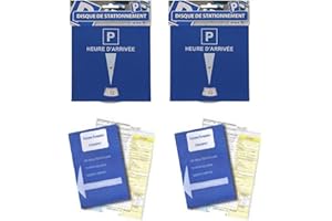 KIT AUTO : Lot de 2 Disques de stationnement de qualité (Plastique) et 2 Constats amiables d'accidents Automobile et Moto - Lot de 2 Ideal en Cas d'erreur - Agréés Toutes assurances France et Europe