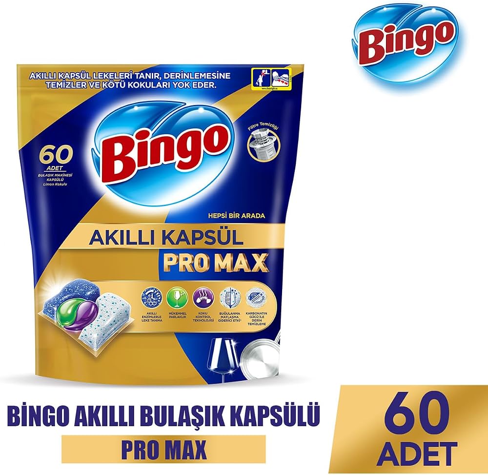 Bingo Akıllı Kapsül Pro Max Bulaşık Makinesi Deterjanı Tableti 60'lı