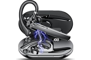 Tukio Oreillette Bluetooth sans Fil V5.3, 110H Appel avec Écran LED Casques Bluetooth Mono écouteur, Oreillette Bluetooth CVC8.0 avec Double Mic antibruit ENC, Ecouteur IP7 Étanche pour iOS Android